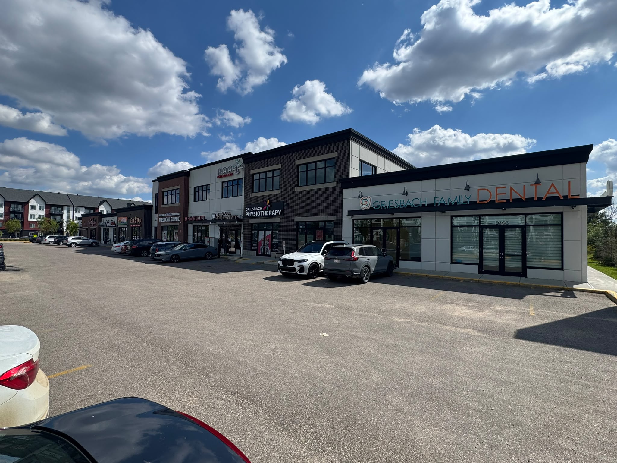Plaza frontage from the parking lot